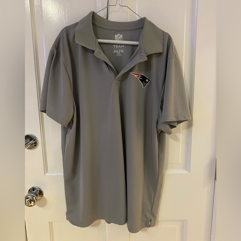 NFL Gray Polo Shirt with Team Logo- PATRIOTS FANS - worn once